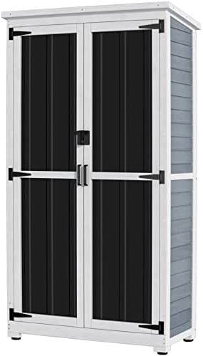 GDLF Outdoor Storage Cabinet Wood & Metal Garden Shed with Waterproof Roof and Sturdy Lockable Doors 66″ post thumbnail image