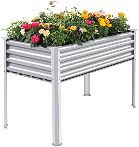 Land Guard Galvanized Raised Garden Bed with Legs, 48×24×32in Large Metal Elevated Raised Planter Box with Drainage Holes for Backyard, Patio, Balcony, 400lb Capacity post thumbnail image