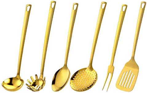 Utensil Set, Marco Almond® Golden Titanium Utensils Sets, Stainless Steel Kitchen Cooking Spoons, Ladle Skimmer & Spatula Utensil Sets,6PCS Frying & Grilling Cookware Tools post thumbnail image