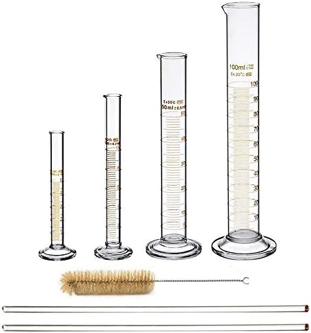 Glass Graduated Cylinder Set Thick Measuring Cylinders 5ml 10 ml 50ml 100ml with 2 Glass Stirring Rod and 1 Brush post thumbnail image