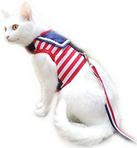 Yizhi Miaow Cat Harness and Leash for Walking Escape Proof for Winter, Adjustable Cat Walking Jackets, Padded Stylish Cat Vest, Sailor Suit Red, Large post thumbnail image