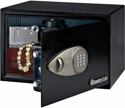 SentrySafe Security Safe with Digital Keypad Lock, Steel Safe with Interior Lining and Bolt Down Kit, California DOJ Certified for Firearm Storage, 0.58 Cubic Feet, 8.7 x 13.8 x 9.7 Inches, X055 post thumbnail image