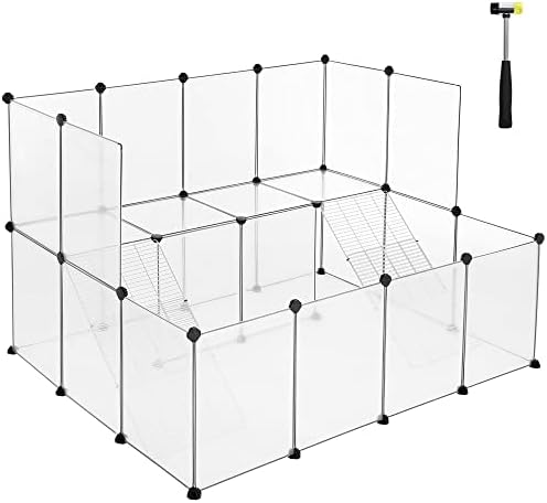 SONGMICS Guinea Pig Playpen with Dense Ramp, Indoor Rabbit Run Hutch Cage, Large Exercise Enclosure with Stairs, DIY Plastic Modular Fence for Hamster, Pet, Small Animals, White ULPC004W01 post thumbnail image