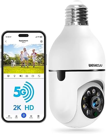 WESECUU Light Bulb Security Camera -5G& 2.4GHz WiFi 2K Security Cameras Wireless Outdoor Motion Detection and Alarm,Two-Way Talk,Color Night Vision,Human Detection, Bulb Camera Compatible with Alexa post thumbnail image