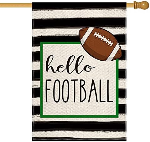 AVOIN Watercolor Stripes Hello Football House Flag Double Sided, Holiday Party Sports Yard Outdoor Decoration 28 x 40 Inch post thumbnail image