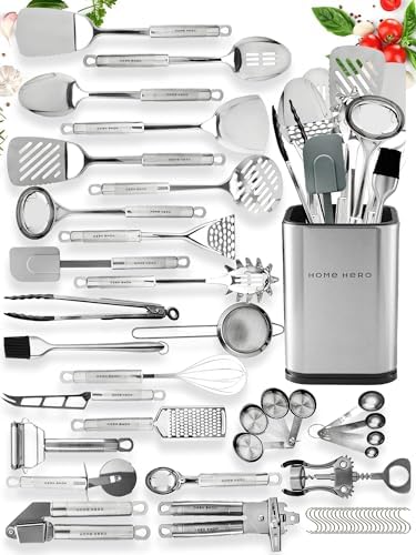 Home Hero 54 Pcs Stainless Steel Kitchen Utensils Set – Cooking Utensils Set & Spatula – First Home Essentials Utensil Sets – Household Essentials Kitchen Gadgets (54 Pcs Set with Utensils Holder) post thumbnail image