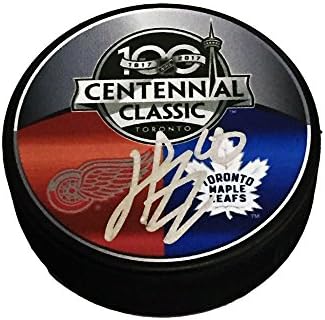 Henrik Zetterberg Autographed Hockey Detroit Red Wings Centennial Classic Puck post thumbnail image