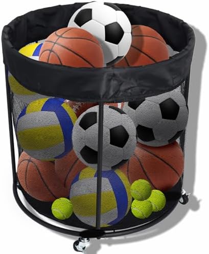 Ball Storage Cart Rolling Sports Ball Cart, Metal Garage Organizer Sports Equipment Organizer Ball Bin 48 Gals with Wheels for Garages, Playgroup, Gym and Schools post thumbnail image