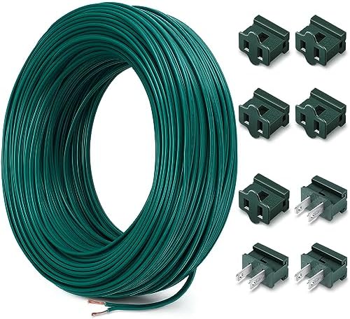 SPT-1W 164FT Extension Hookup Electrical Wire 18/1 Zip Cord with 8 Additional Vampire Plugs Stranded Wire for Outdoor Stranded Copper Wire Landscape Lighting Christmas (Green) post thumbnail image