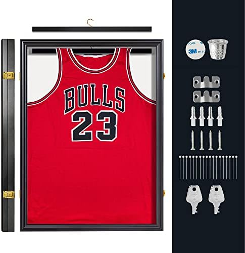 Elevens Jersey Frame Display Case Wall-Mounted Jersey Display Case with Hanger&Lock Sports Memorabilia Jersey Shadow Box Display Case UV-Protected Jersey Display Case for Basketball Football Baseball post thumbnail image