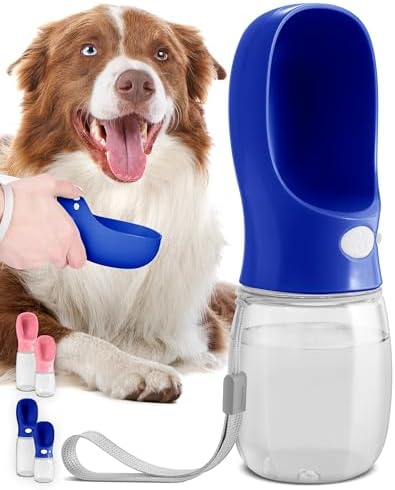 MalsiPree Dog Water Bottle, Lightweight, Leak Proof Portable Puppy Water Dispenser with Drinking Feeder for Pets Outdoor Walking, Hiking, Travel (12OZ, Navy Blue) post thumbnail image