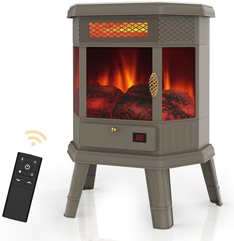 Electric Fireplace Heater 24” Freestanding Fireplace Stove Infrared Fireplace with 3D Flame Effect Remote Control, Timer, Overheating Protection Heater for Indoor Use Brown post thumbnail image