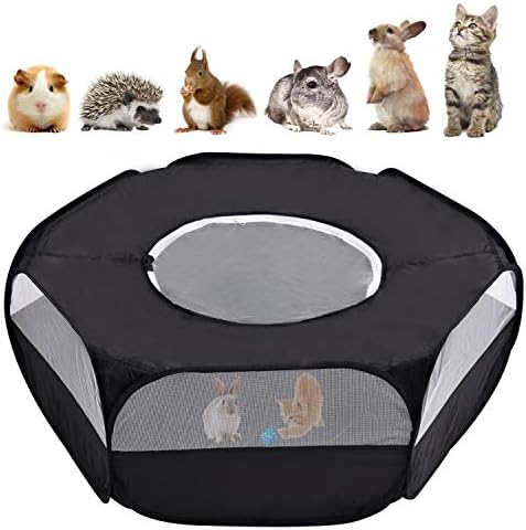 Small Animal Playpen Breathable Pet Playpen Cage Tent with Zippered Cover Outdoor/Indoor Portable Fence Tent for Puppy/Kitten/Rabbits/Hamster/Chinchillas/Guinea Pig(Black) post thumbnail image