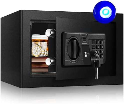 0.5 Cu Ft Small Personal Safe Box with Sensor Light -Electronic Keypad Security Safe Steel Construction Hidden with Key Lock, Wall or Floor Mounted for Home Office Hotel Money Pistol Medicine post thumbnail image