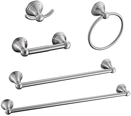 Nickel Bathroom Hardware Set, 5-Piece Bath Accessories Set Wall Mount Includes 20 in Towel Bar, 16 in Towel Bar, Towel Ring, TP Holder, Towel Hook Brushed Nickel post thumbnail image