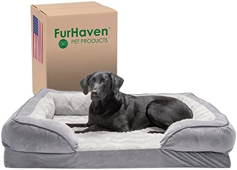 Furhaven Orthopedic Dog Bed for Large Dogs w/ Removable Bolsters & Washable Cover, For Dogs Up to 95 lbs – Plush & Velvet Waves Perfect Comfort Sofa – Granite Gray, Jumbo/XL post thumbnail image