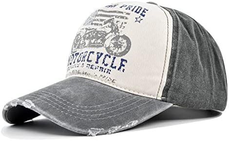 Vintage Baseball Cap Washed Denim Trucker Cap Motorcycle Print Pattern Outdoor Sun Hat 100% Cotton for Man Women post thumbnail image