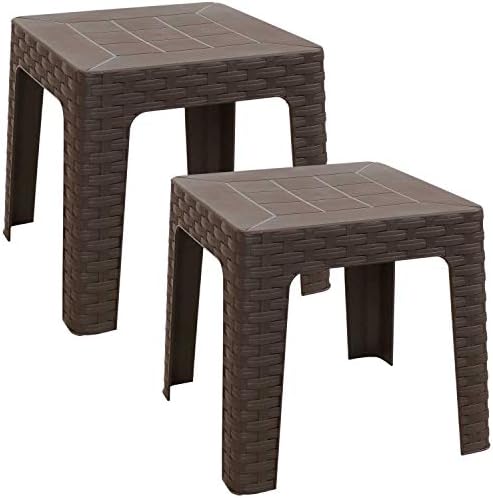 Sunnydaze 18-Inch Square Indoor/Outdoor Plastic Side Table – Set of 2 Tables – Brown post thumbnail image