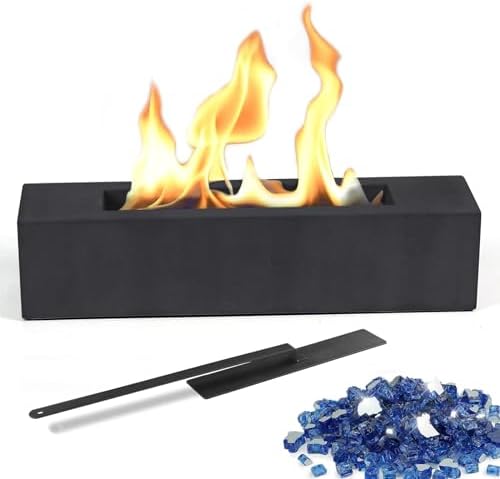 Tabletop Fire Pit, Portable Table Top Firepit, Concrete Indoor Fire Pit Tabletop, Ethanol Tabletop Fireplace w/Decorative Stones for Birthday Gift & Housewarming Gift -14.9×3.3×3.3 in (Black) post thumbnail image