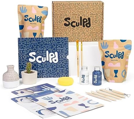 Sculpd Pottery Starter Kit – Air Dry Clay With Gloss Varnish, Tools, Paints and Brushes for Beginners. Step-by-Step Guide Included. post thumbnail image