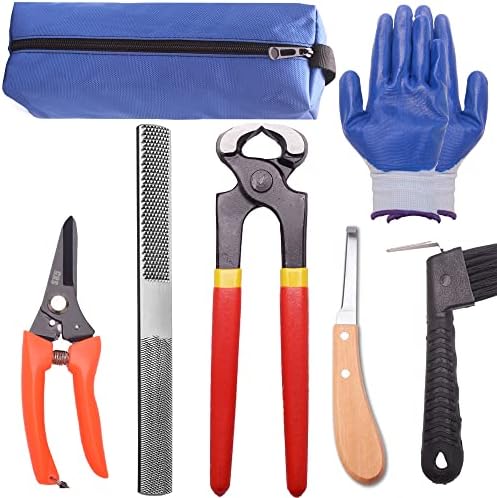 8 inch Farrier Tool Kits （7 Piece） Mini Rasp Hoof File Goat Pig Equine Metal Shears Professional Farriers Hoof Nipper Cutter Handle Knife post thumbnail image