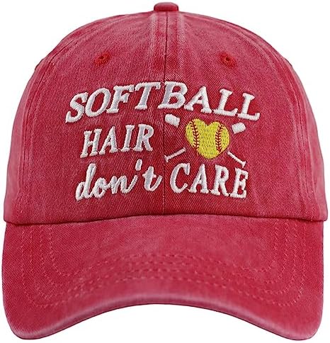 Softball Hair Don’t Care Hat, Vintage Washed Cotton Adjustable Embroidered Sport Baseball Cap post thumbnail image