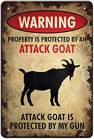 Property is Protected by an Attack Goat Funny Patio Metal Tin Sign Wall Decor Rustic Farmhouse Warning Sign for Home Farm Bar Pub Decor 12x8inches post thumbnail image