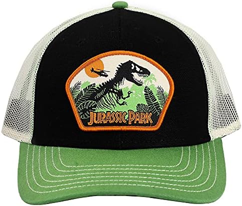 Bioworld Jurassic Park Camo Dinosaur Pre-Curved Embroidered Logo Snapback Hat post thumbnail image