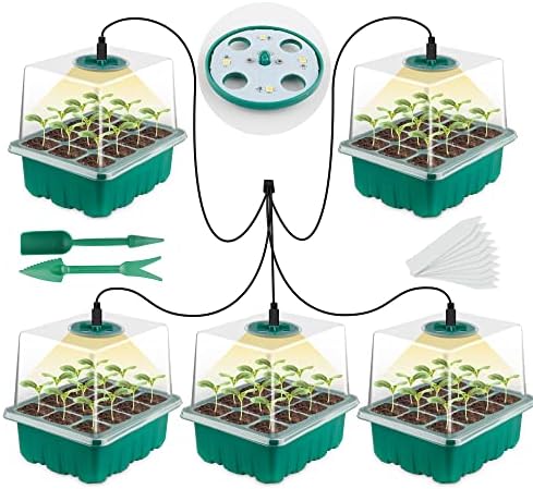 Seed Starter Tray with Grow Light, Seed Starter Kit, Plant Germination Starting Trays with Humidity Dome and Base for Greenhouse Grow Wheatgrass Hydroponic(12 Cells per Tray)(with Grow Lights) post thumbnail image