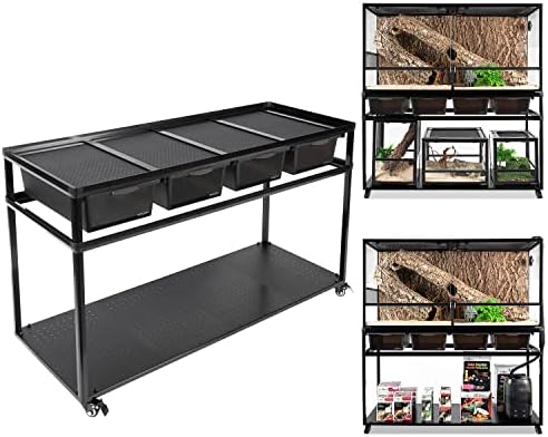 REPTIZOO Reptile Tank Stand Terrarium Cabinet with Breeding Boxs for 48”Wx18”D Reptile Aquarium Terrarium, Stackable Breeding Rack with Rolling Wheels post thumbnail image