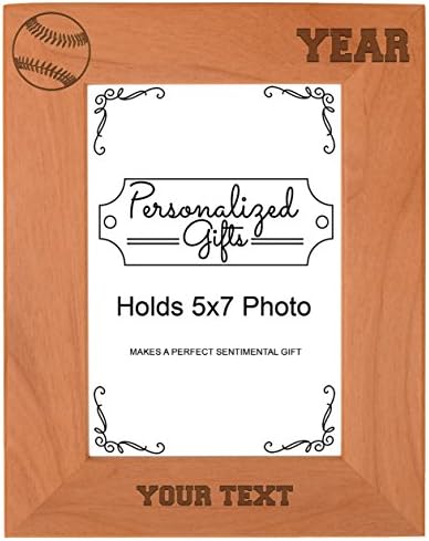 Custom Baseball Gift Add Text Year Personalized Natural Wood Engraved 5×7 Portrait Picture Frame post thumbnail image