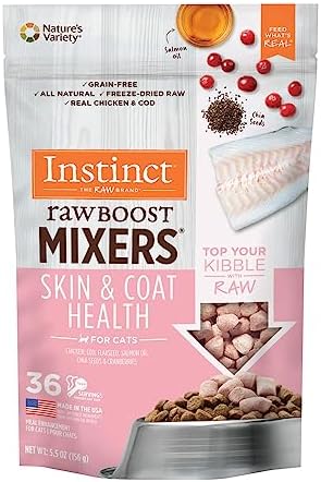 Instinct Freeze Dried Raw Boost Mixers Grain Free Skin & Coat Health Recipe All Natural Cat Food Topper by Nature’s Variety, 5.5 oz. Bag post thumbnail image