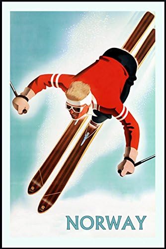 Canvas Man Ski Skiing Race Jumping in Norway Alps Winter Sport European Vintage Poster Repro 16″ X 22″ Image Size ON Canvas post thumbnail image