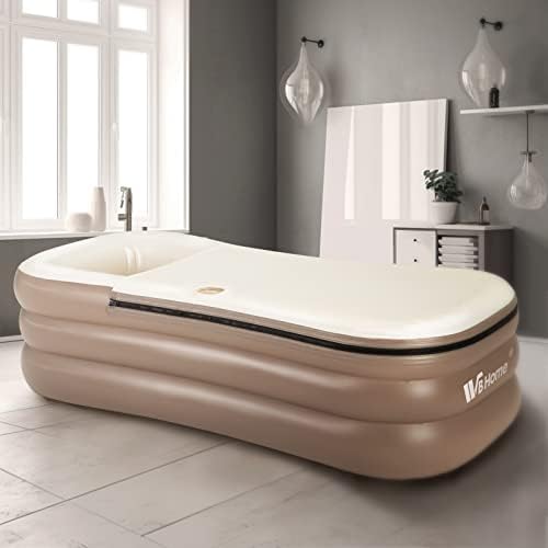 WBHome Inflatable Bath Tub PVC Portable Adult Bathtub Bathroom SPA with Electric Air Pump, Cup Holder, Phone Pocket, 118 inch Long Pipe post thumbnail image