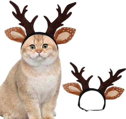 Dog Christmas Reindeer Headband, Puppy Elk Hat Antlers Headwear, Pet Christmas Costumes, Xmas Outfits for Small Medium Dogs Cats (Small) post thumbnail image