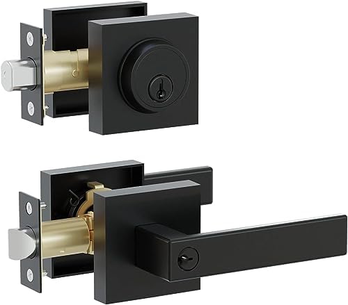 Entry Door Handle and Single Cylinder Deadbolt Combo,Keyed Alike Heavy Duty Square Door Lock Set for Office and Home Security, Reversible for Right and Left Side, Matte Black post thumbnail image