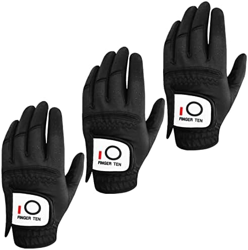 FINGER TEN Golf Gloves Men Left Hand Rain Grip Glove for Right Handed Golfer Value 3 Pack, All Weather Durable Grip Size Small Medium Large XL White Black Blue post thumbnail image