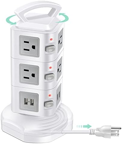 Power Strip Tower Surge Protector, Retractable Extension Cord with Multiple Outlets, 10 AC Outlets with 4 USB Ports Charging Tower, Multi Plug Outlet Extender Desktop Charging Station for Home Office post thumbnail image