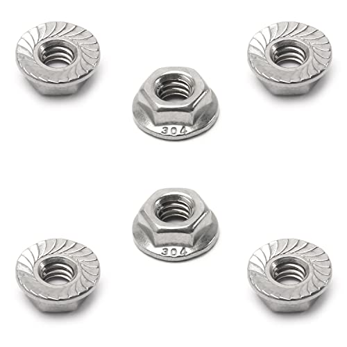 MroMax 6Pcs 1/4-20 Serrated Flange Hex Lock Nuts 304 Stainless Steel Thread Hardware Nuts Bright Finish for Automobiles, Motorcycles, Generators, Home Appliances Silver post thumbnail image