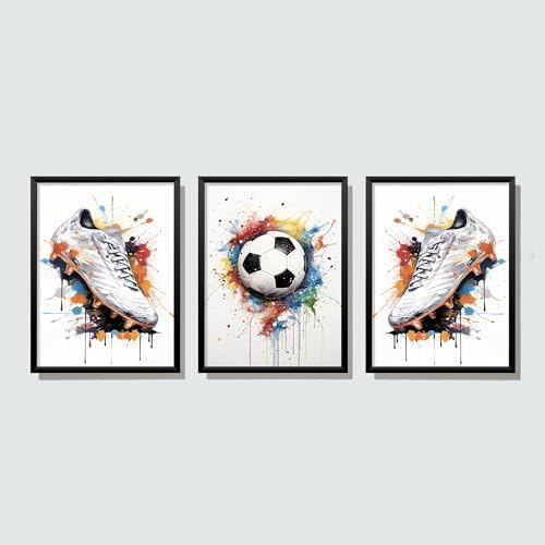 Sports Gaming Canvas Wall Art Prints Set Of 3,Modern Sports Graffiti Fine Art Football Soccer Shoes Retro Vintage Poster Funky Art Gift For Football Fan Decorative For Bedroom Living Room Office-24 in x 36 in White Colorful post thumbnail image