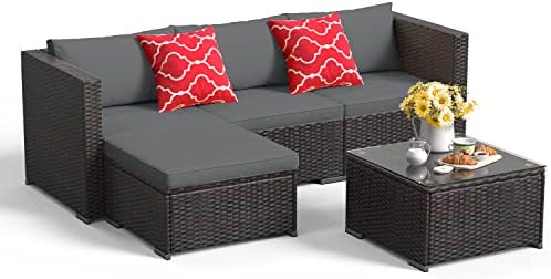 Aiho Outdoor Patio Furniture Sets All Weather Outdoor Sofa PE Garden Furniture Wicker Rattan Patio Conversation Set with Glass Table (Grey) post thumbnail image