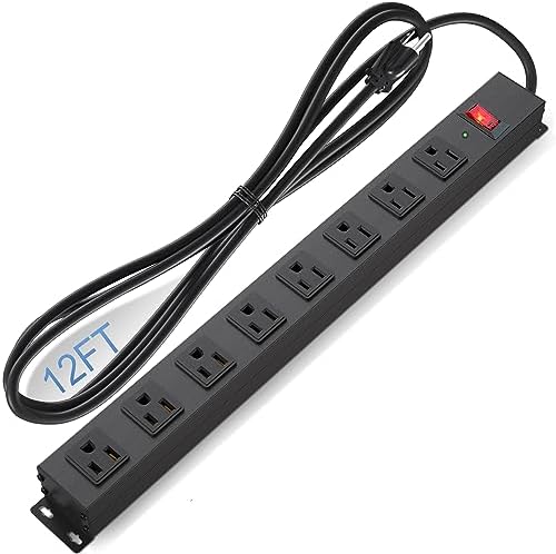 8 Outlet Power Strip Surge Protector, 12 Feet Metal Power Strip Heavy Duty with Switch for Home Office School Shop Garage, Wall Mount with Screw, 2100J 15A 125V 1875W, 14AWG, SGS Listed, Black post thumbnail image