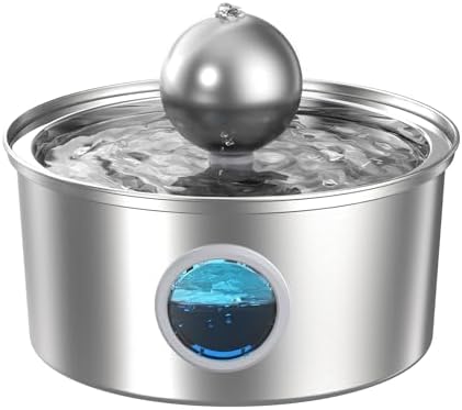 Cat Water Fountain Stainless Steel: 108oz/3.2L Pet Water Fountain Quiet Cat Fountains with Water Level Window – A Ball to Attract Cats to Drink Water – Water Fountain for Cats GOOSTOO post thumbnail image