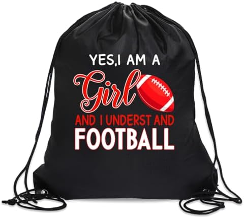 Yes I Am A Girl And I Underst Football Drawstring Backpack For Women, Waterproof Sport Sackpack For Football Lover Football Fan, Funny Birthday Christmas String Gym Football Bag Gifts post thumbnail image