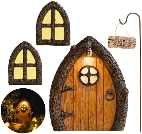 Fairy Door and Windows for Trees – Glow in The Dark Yard Art Sculpture Decoration for Kids Room, Wall and Trees Outdoor | Miniature Fairy Garden Outdoor Decor Accessories with Secret Garden Sign post thumbnail image