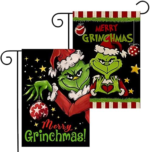 2 Pcs Christmas Garden Flag 12×18 Inch Double Sided Green Monster Christmas Garden Flags Funny Xmas Burlap Winter Yard Flag Christmas Decorations for Holiday Outdoor Farmhouse Porch Lawn post thumbnail image