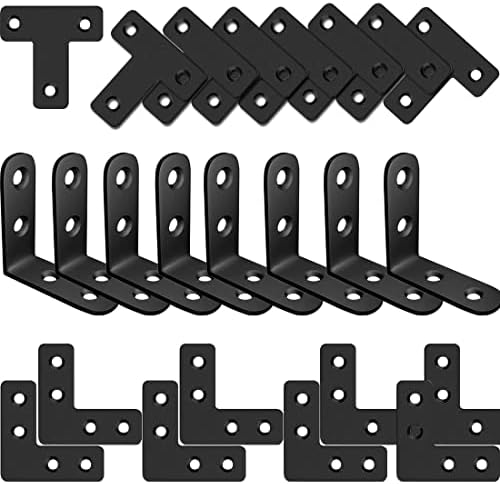 24 Pack L Bracket Corner Brace Sets, 1.57×1.57 Inch Black Stainless Steel 90 Degree Right Angle Brackets Fastener L Braces with 88 Screws for Wood, Shelves, Furniture, Cabinet post thumbnail image