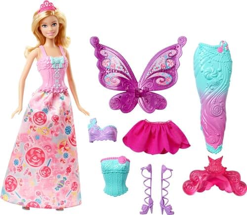 Barbie Fairytale Doll, Dress-Up Set with Candy-Inspired Barbie Clothes and Accessories like Fairy Wings and Mermaid Tail post thumbnail image