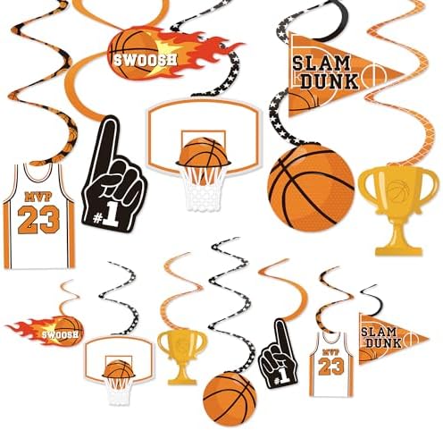 Levfla 35CT Basketball Party Decorations Hanging Swirls Decoration Slam Dunk Kids Teenagers Birthday Photo Props March Madness Sports Cutouts Whirls Favor Supplies post thumbnail image