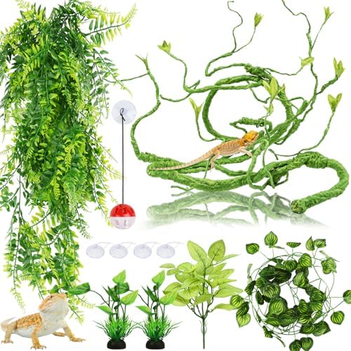 Bearded Dragon Accessories, QUOZUO Terrarium Hanging Plant Vines, Reptile Plants, Bearded Dragon Toys Ball with Bells, Leopard Gecko Tank Accessories for Bearded Dragon Lizard Snake Geckos Chameleon post thumbnail image